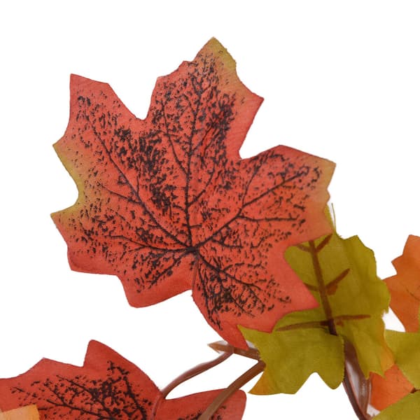 Kunstig lønnebladkrans, høstdekor til Thanksgiving Halloween, dobbel lønneranke, A01