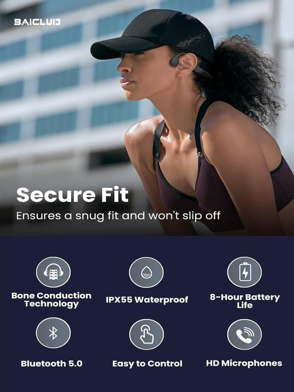 Sort knogleledning Bluetooth-headset med mikrofon-Dugt