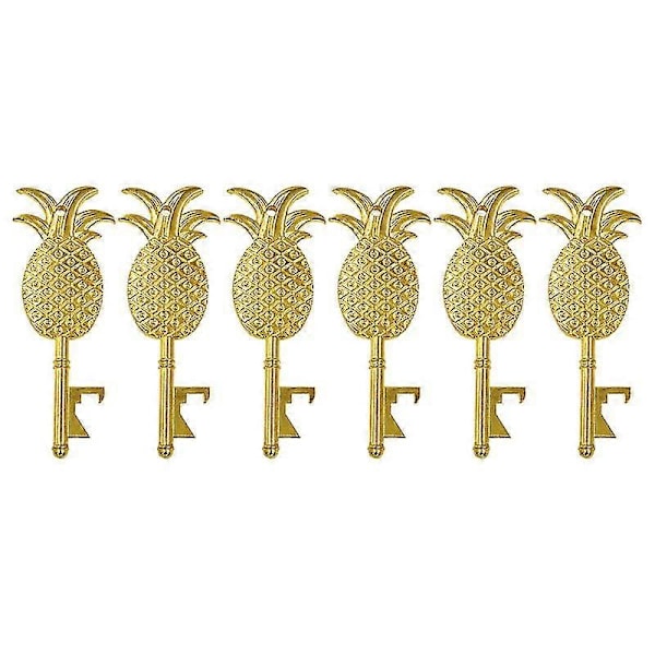 6 stk. ananasformede nøkkelformede flaskeåpnere, kreative multifunksjonelle legeringsåpnerdekorasjoner for bryllup, bursdag, Hawaii-fest