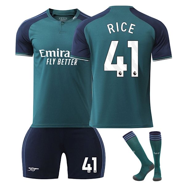 2324Arsenal andra borta fotbollströja set Rice tröja+strumpa M(170-175cm)