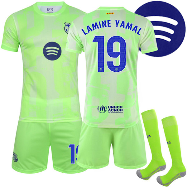 2425 Barcelona 2:a Bortalag New Grön Lamine Yamal Fotbollströja med Strumpor 2XL(190-200cm)
