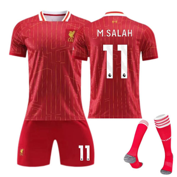 24-25 Liverpoolin kotipaita nro 11 Salah 9 Firmino lasten aikuisten puku - jalkapallopuku - nro 11 sukkien kanssa 22(120-130cm)