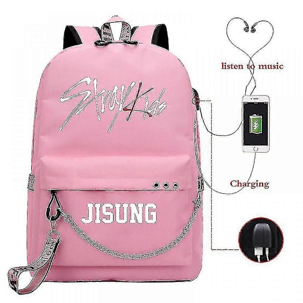 Stray Kids USB Ryggsäck Koreansk Stil Felix Bokväska Tillbaka Till Skolan Pojkar Flickor Fans Presentväska Mochila 21