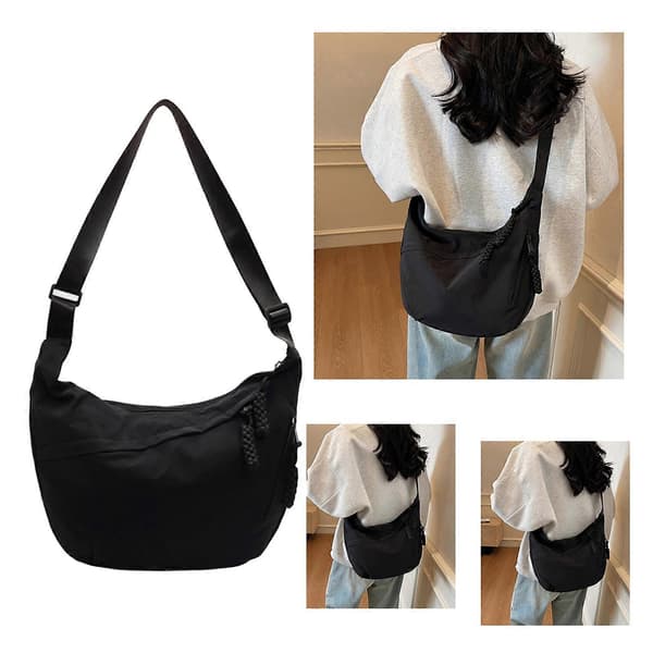 Crescent Väska Crossbody Väska Sling Väskor Plånböcker för Kvinnor Män Trendiga Slouchy Dumpling Väskor Halvmåneformad Axelväska brun Black