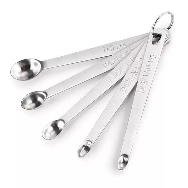 Måleske-sæt i rustfrit stål til køkkenkrydderier og bagning, 5 dele lille Small 5pc Set