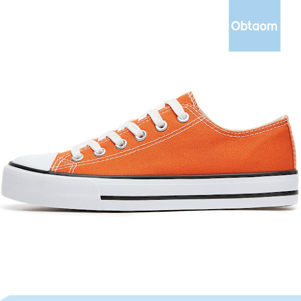 Dam Canvas Fashion Sneakers Söt Låg Topp Skor Bekväma Canvas Walking Flats För Dam orange EU37