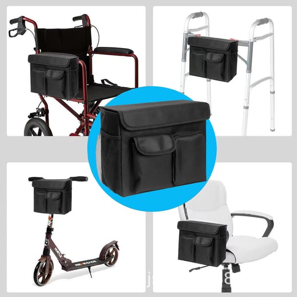 Stor rullestolveske for rullator og rullestol Black Hanging Storage Bag