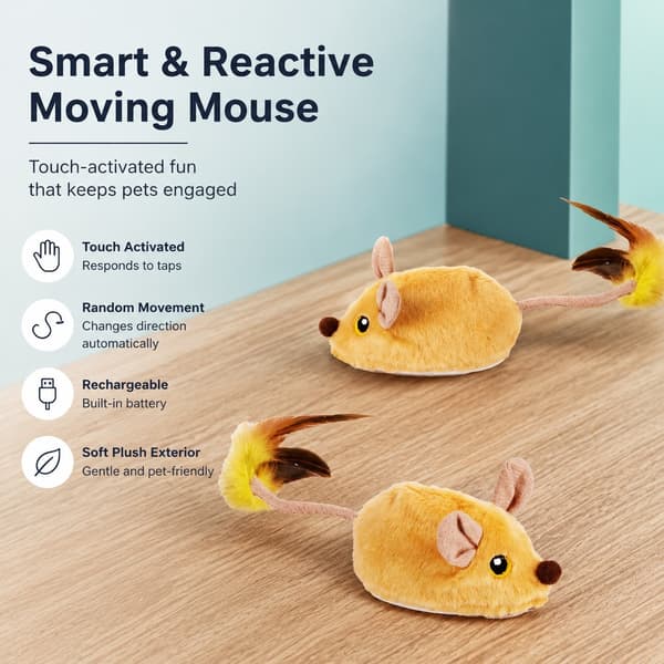 Genopladelig elektrisk kattelegetøjsmus, interaktiv sensor i plys, selvunderholdning, hvid Gray Remote Control Big Mouse