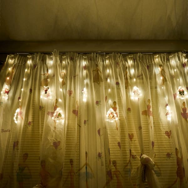 LED Juletre Gardinlys, 3m 10 USB, Varm Hvit, Vindusdekorasjon