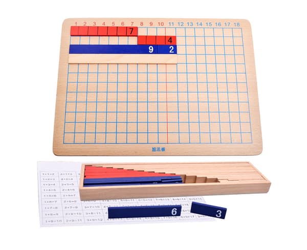 Farverig træplade til addition og subtraktion, matematik, undervisningsmateriale til børn - Addition-subtraktion