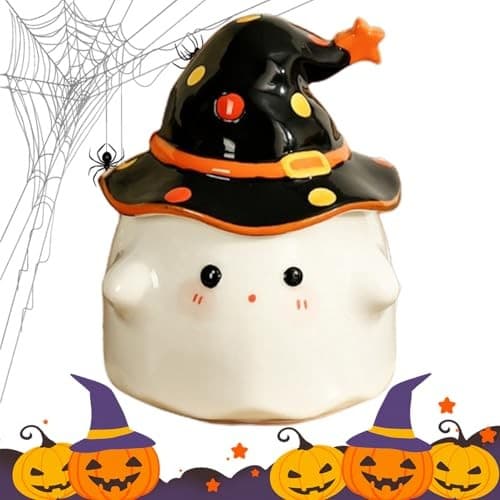 Halloween Spökmugg, Svart Keramisk Kaffemugg, 350 ml Spöklik Kopp