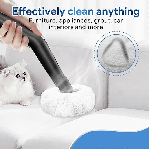 Genanvendelige mikrofiberpuder til Neat Steam Cleaner erstatningsmoppeklude, genanvendelige klude og små hætter Blue  White