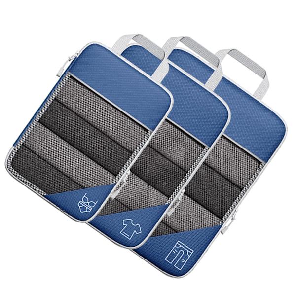 3ST Kompressionsförpackning Cube Kit Mesh Design Synlig Vattentät Bärbar för resor Daglig användning Marinblå