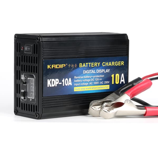 6V Bil Motorcykel Smart Blybatterioplader Med Display Black EU Plug