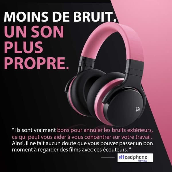 E7 BASIC C Rosa aktivt støydempende headset Bluetooth-headset trådløst headset