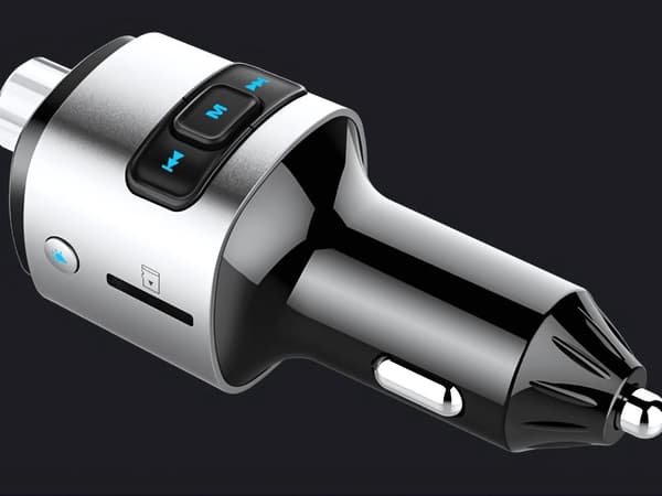 Bluetooth FM-sender til bil, 2 USB-hurtigoplader med LED-lys, håndfri opkald
