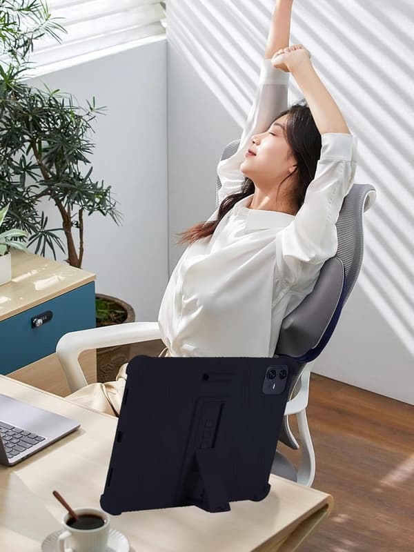 Silikone tabletcover kompatibelt med TECLAST Artpad Pro 12.7\", justerbart stativ, stødsikkert, regnbuesort