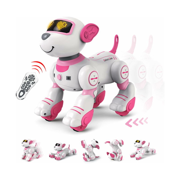 Robot Hundelegetøj til Piger Interaktivt Hundelegetøj FollowMe Robotlegetøj Intelligent Legetøjshund med Sang og Dans - Pink