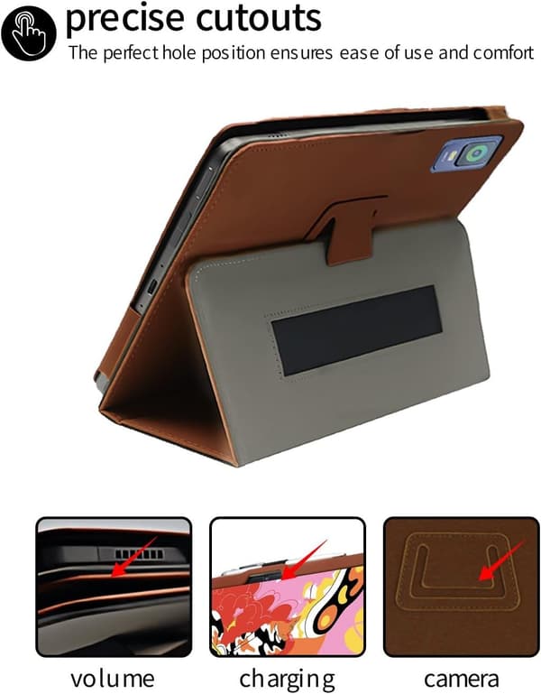Fodral för XPPen Magic Drawing Pad 12.2\", PU-läder, vikbart stativ, pennhållare, handledsrem brun