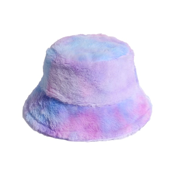 Mode Dam Plysch Vinter Varm Håller Regnbågsslips Dye Cap Fisherman Bucket Hat 2#