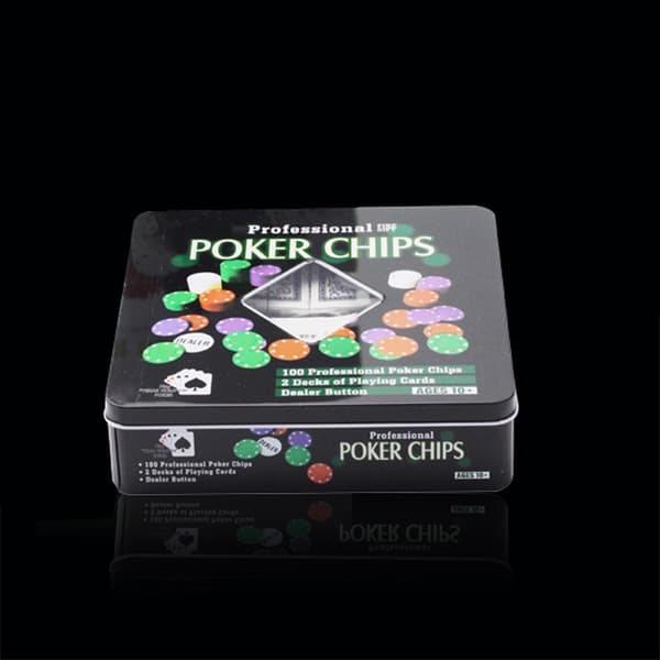 4 g pokermarker-set i plåtfodral för poker och bordskortspel