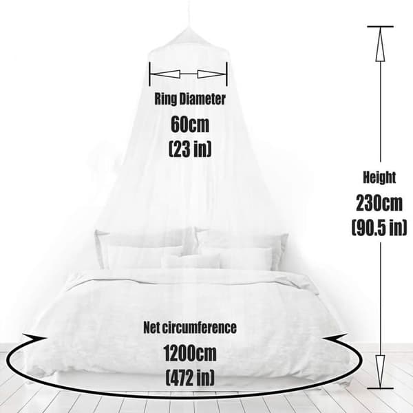 AIMOONSA Stor Hvit Myggnetting til Seng, 107 Tommer Høyde, 20 Tommer Diameter, 1 Bøyle