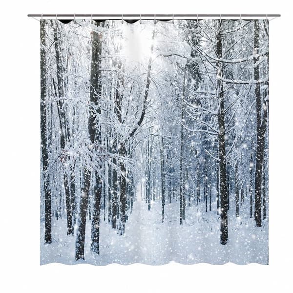 Vinter Snöskog Duschdraperi, 180x180cm, Polyestertyg Badrumsinredning