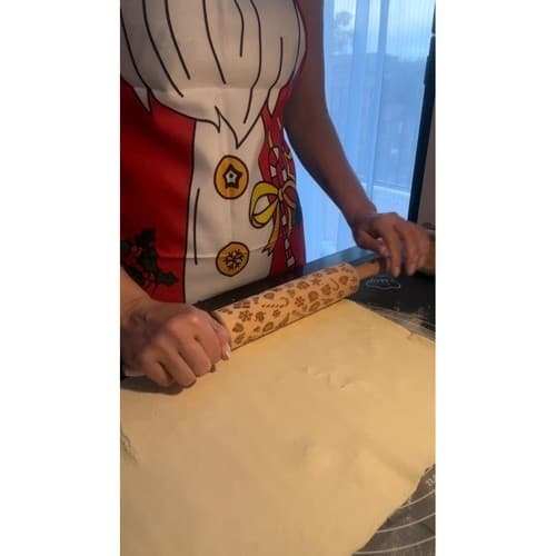 Julekokkeforklæde, Rødt Julemandsdesign, Polyester Køkkenforklæde, Justerbart, Julebagning