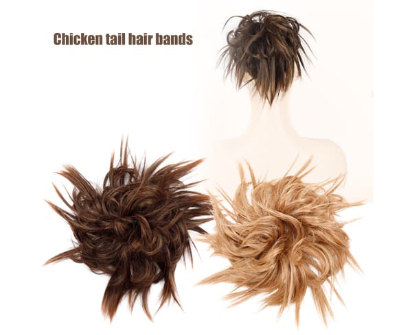 Updo Peruk Smutsig Effekt Förtjocka hår Högtemperatur Fiber Chignon Smutsig Scrunchie Elastisk hårbulle för fest - 4