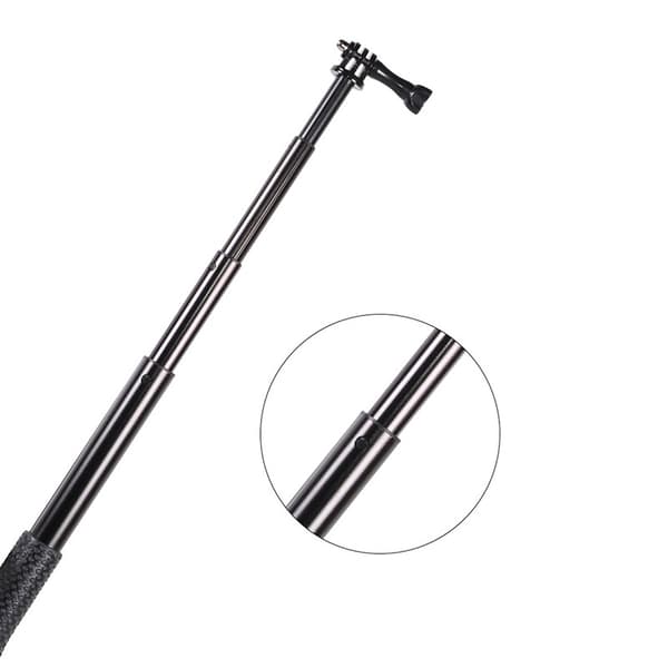 Udtrækkelig selfiestang til GoPro, sort, 91 cm, aluminiumslegering, letvægts bærbar
