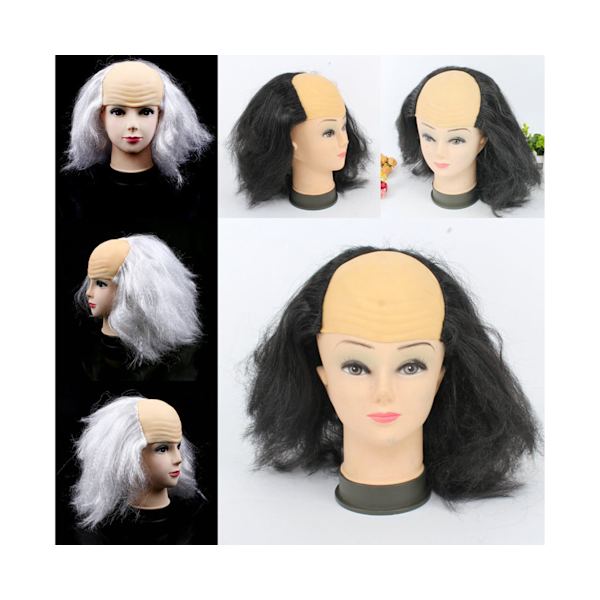 Skallet Parykk Luftig Moderne Attraktiv Universal Gjenbrukt Rollespillrekvisitter Lateks Halloween Cosplay Skallet Parykk for Maskerade - Svart