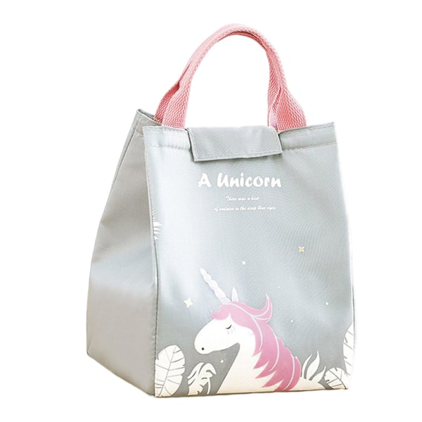 Kannettava kädessä pidettävä lounaskassi, kestävä ja vakaa kahvallinen lounaslaatikko Gray Unicorn