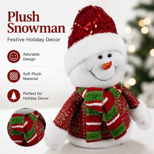 Snømann juledekorasjon, 95 cm, teleskopben, polyester, hvit grønn rød