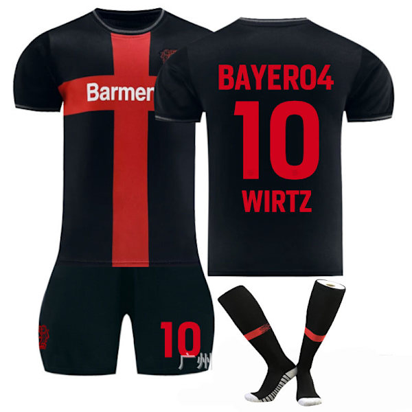 2425 Leverkusen hemmatröja nr 34 Xhaka 10 Wirtz fotbollströja-kostym-träningsdräkt-nr 10 + strumpor 20(110-120cm)