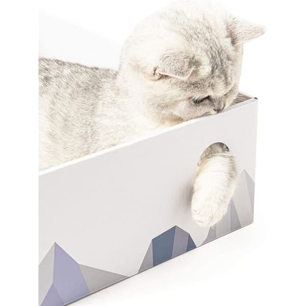 Kattklösbräda med klösbräda, bärbar kartongdyna, vit
