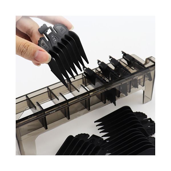 8 Rum Guide Begrænsningskam Opbevaringsboks Transparent Præcis Skala Elektrisk Hårklipper Opbevaringsstativ Holder Organizer Case Salon-Sort