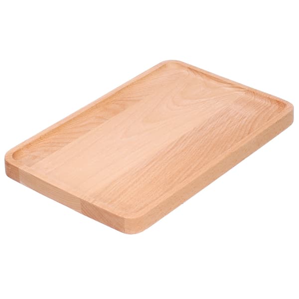 Serveringsbricka i bokträ, rektangulär dekorativ desserttallrik, 30x20x2cm, fruktskål