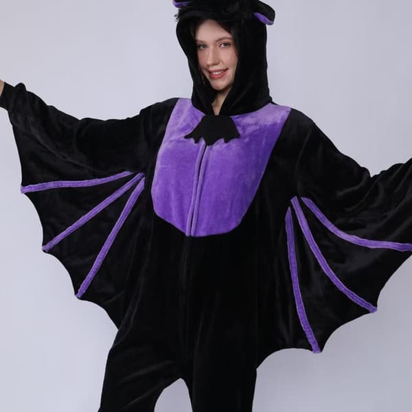 Sorte Flagermus Dyre-Onesie Pyjamas, Hætteklædt Flannel Heldragt, Forældre-Barn Cosplay Hjemmetøj Red 100 - devil