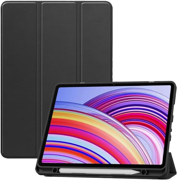 Tri-Fold Tabletcover til Xiaomi Redmi Pad 2 Pro 12.1\", Premium PU, Fuld Beskyttelse, Sort