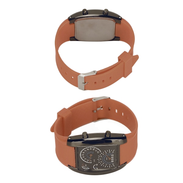 LED Elektronisk Ur Klassisk Digitalur Justerbart Racing Dashboard Armbåndsur Kaffefarvet Rem
