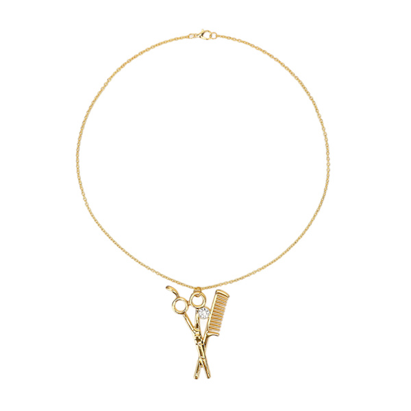 Sax och kamhänge Halsband Legering Sax Kam Prydnader Utsökt Frisör Stylist Hänge Guld