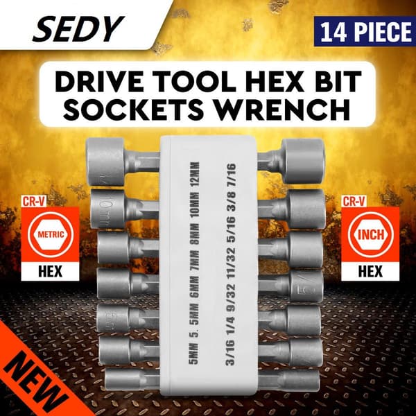 94103 14-delers magnetisk sekskantmuttertrekker sett 14 Piece Socket Set