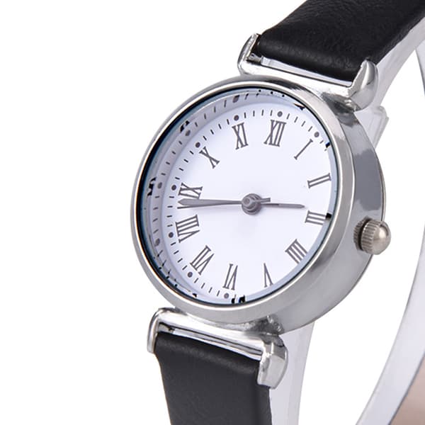 Udsøgt Lille Simpel Mode Dameur Retro Læder Mini Armbåndsur (Sort)