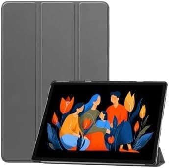 Kompatibel med Lenovo Idea Tab Plus/Tab K12 Tri-fold etui PU Fuld beskyttelse Ridsefast Grå