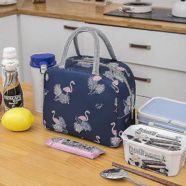 Matlåda Väska Isoleringsväska Matlåda Väska Isoleringsväska Med Risväska Förtjockad Aluminiumfolie Tote Bag (marinblå Flamingo) PXCL
