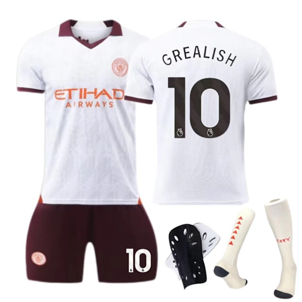Manchester City bortaställ 2023-24 nr 9 Haaland nr 17 De Bruyne barn vuxen kostym - fotbollströja - nr 17 med strumpor 26(140-150cm)