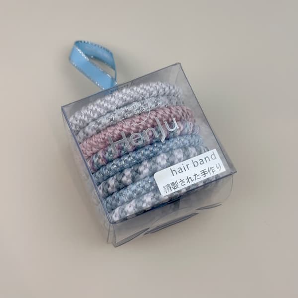 Elastisk hårtofs med flätad textur för dagligt bruk Blue Green Mix 8 Pcs