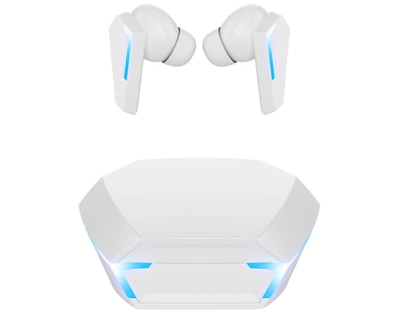 Bluetooth in-ear-hörlurar, låg latens, lång batteritid, vattentät design, vit. white