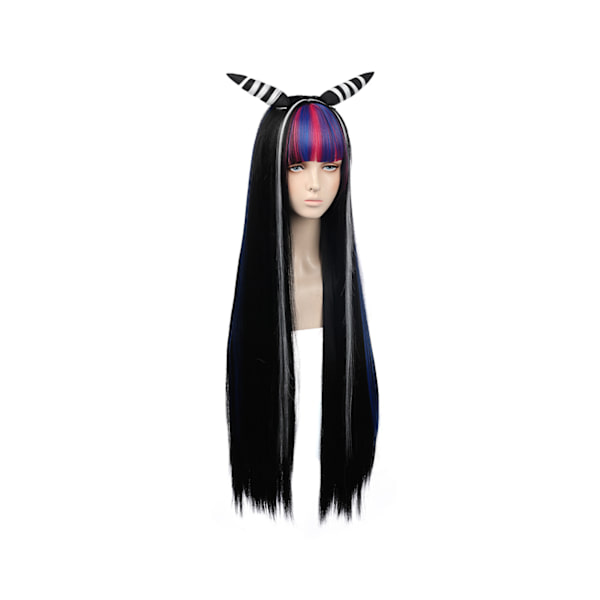 Dammode Långt rakt hår Flerfärgad lugg Peruk Anime Cosplay Frisyr - Svart
