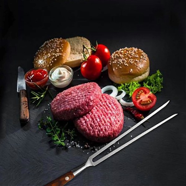 Kraftig udskæringsgaffel i rustfrit stål, grillgaffel til madlavning af kød, bruges til at fastgøre, flytte, fjerkræ- og kalkungaffel